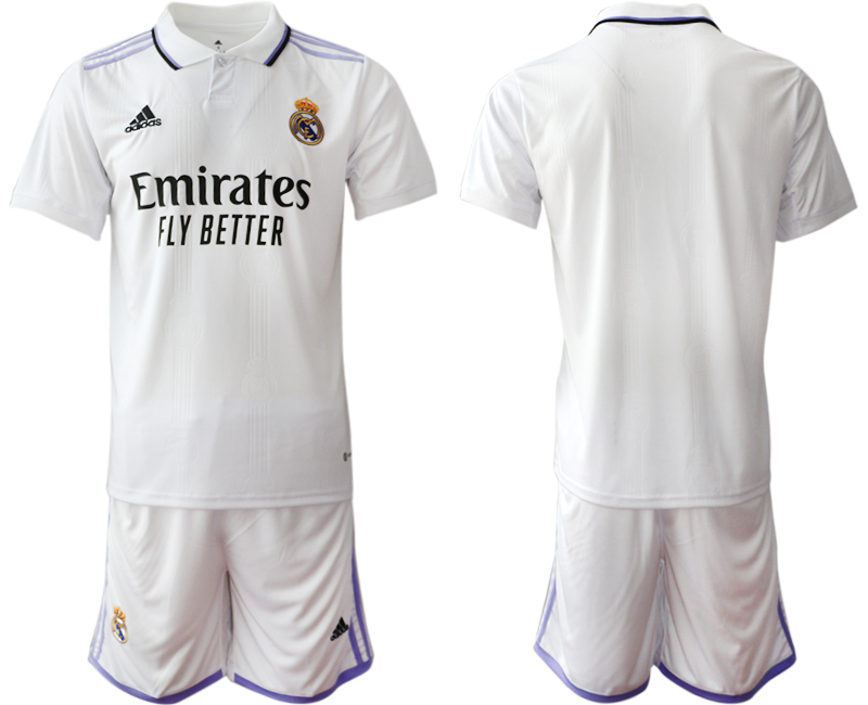 Men's Real Madrid Blank 22/23 White Home Soccer Jersey Suit